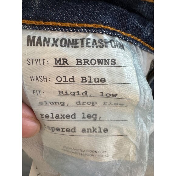 Man Oneteaspoon Mr Browns Distressed Jeans Size 34 Old Blue Wash Rigid Low Rise - Picture 5 of 9
